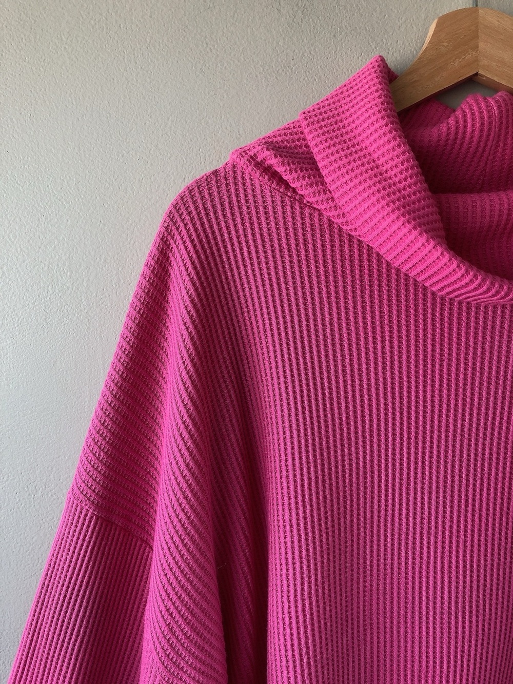 GAP waffle knit oversized sweater pink cowl neck shirt - Picture 6 of 13